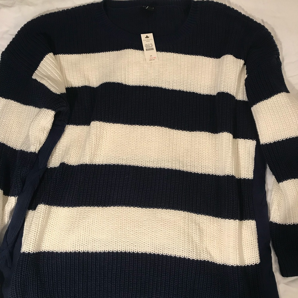 striped blue and white sweater